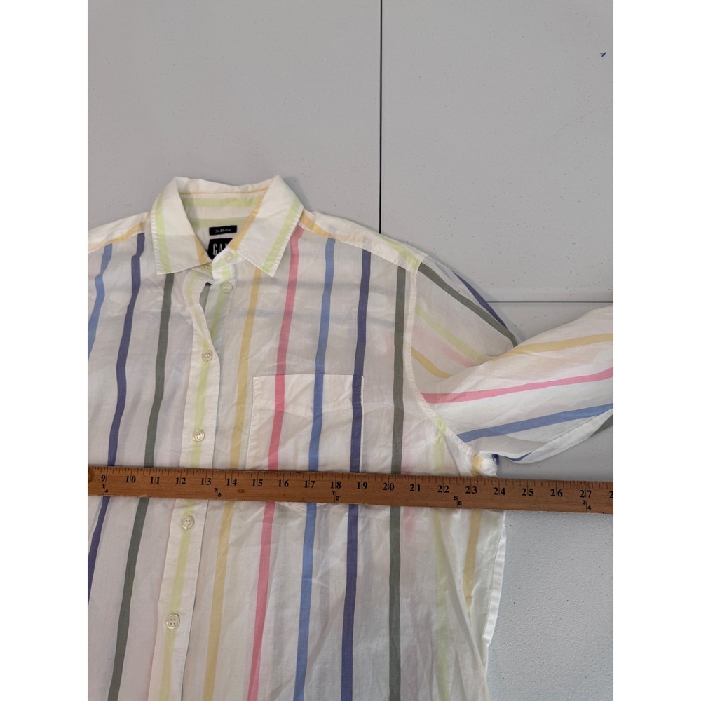 Gap The Big Shirt Pastel Rainbow Stripe Cotton Button Down Oversized Small pp - Picture 7 of 8